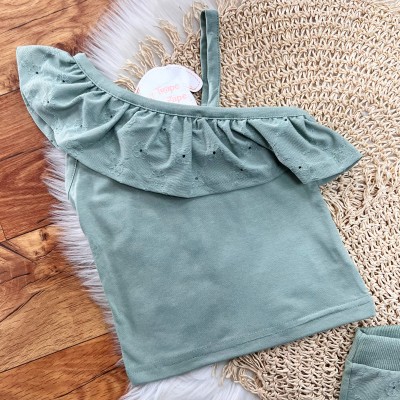 Conj. Blusa e Short em Lese Floral - Verde